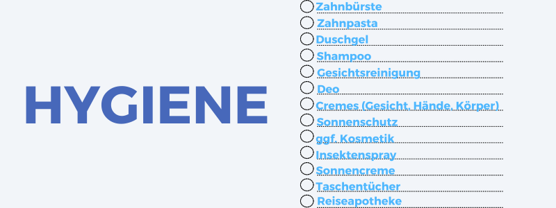 Klassenfahrt Packliste: Hygiene