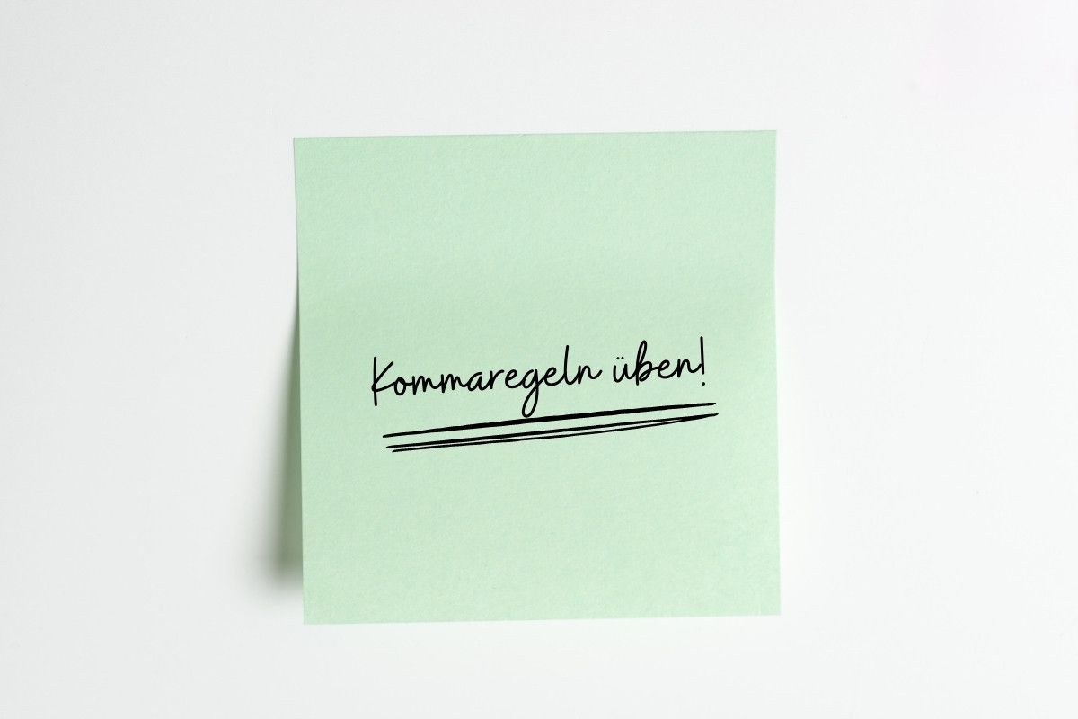 kommaregeln, zettel mit erinnerung
