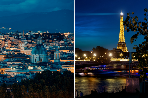 Wahl der zweiten Fremdsprache_Latein oder Französisch_Collage von Paris und Rom